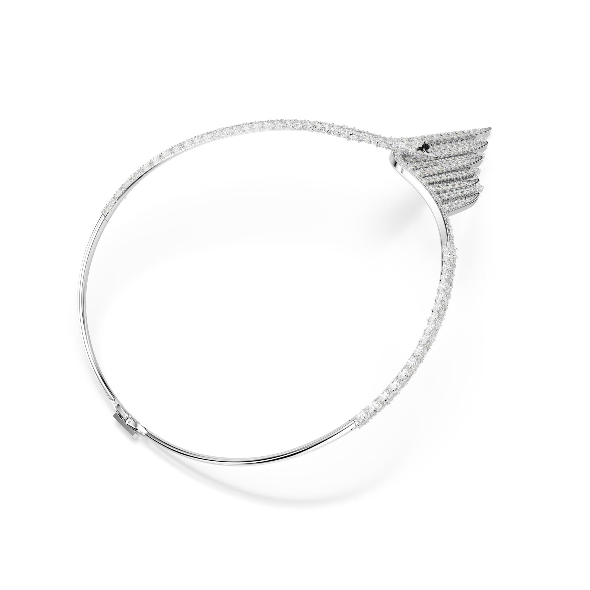 Vienna necklace, Mixed cuts, Swan, White, Rhodium plated -Swarovski