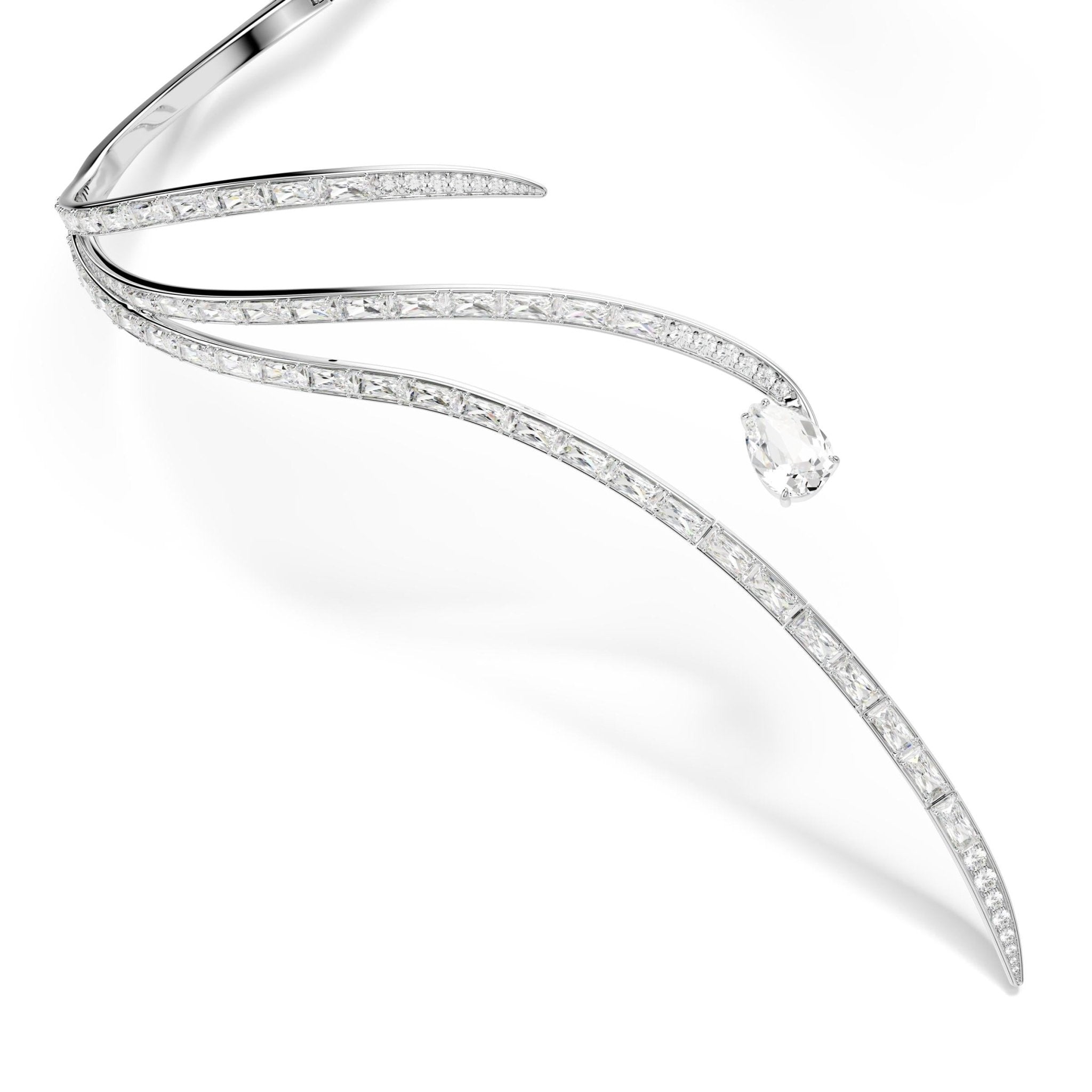 Vienna necklace, Mixed cuts, White, Rhodium plated -Swarovski