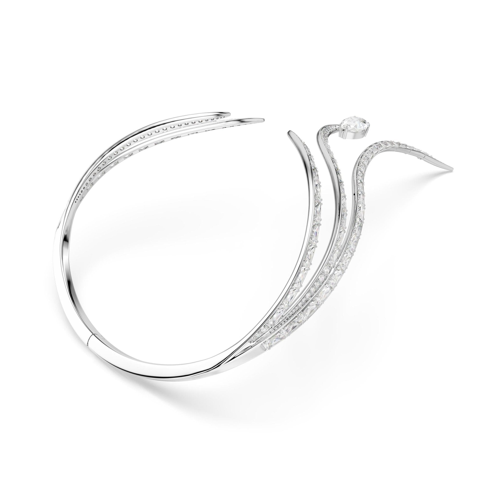 Vienna necklace, Mixed cuts, White, Rhodium plated -Swarovski