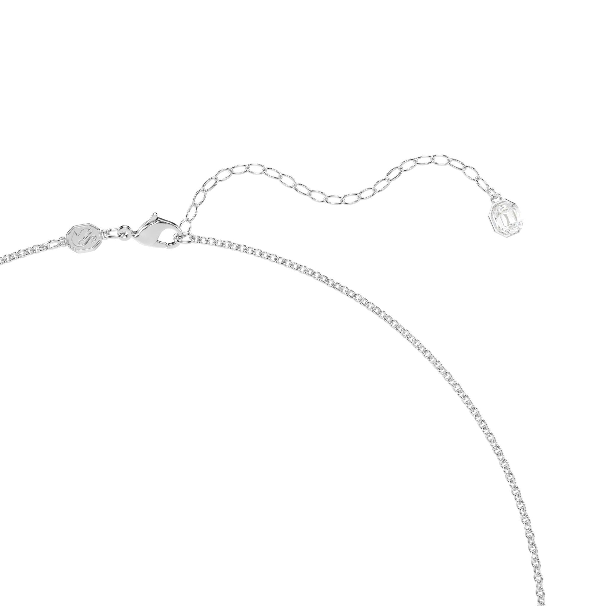 Vienna pendant and brooch, Mixed cuts, Feather, White, Rhodium plated -Swarovski