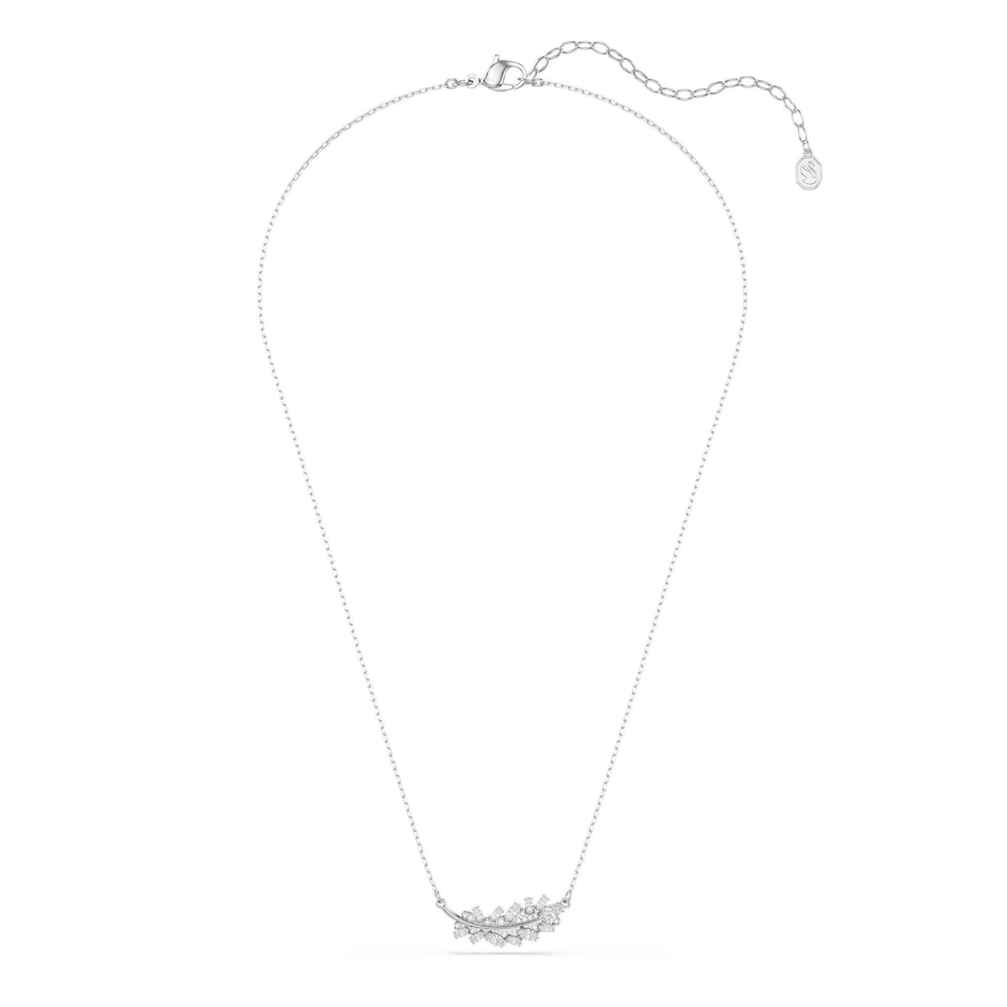 Vienna pendant, Mixed cuts, Feather, White, Rhodium plated -Swarovski