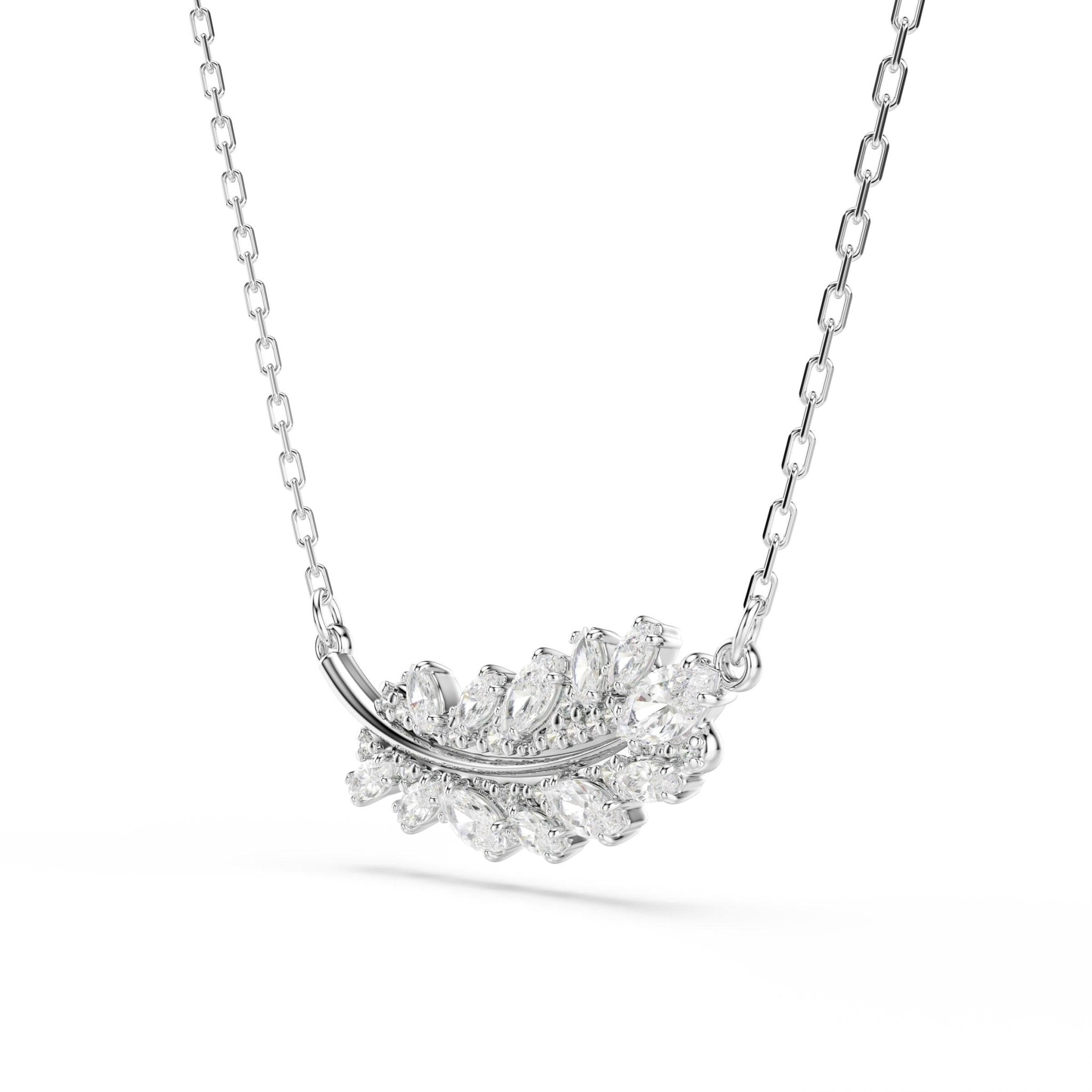 Vienna pendant, Mixed cuts, Feather, White, Rhodium plated -Swarovski