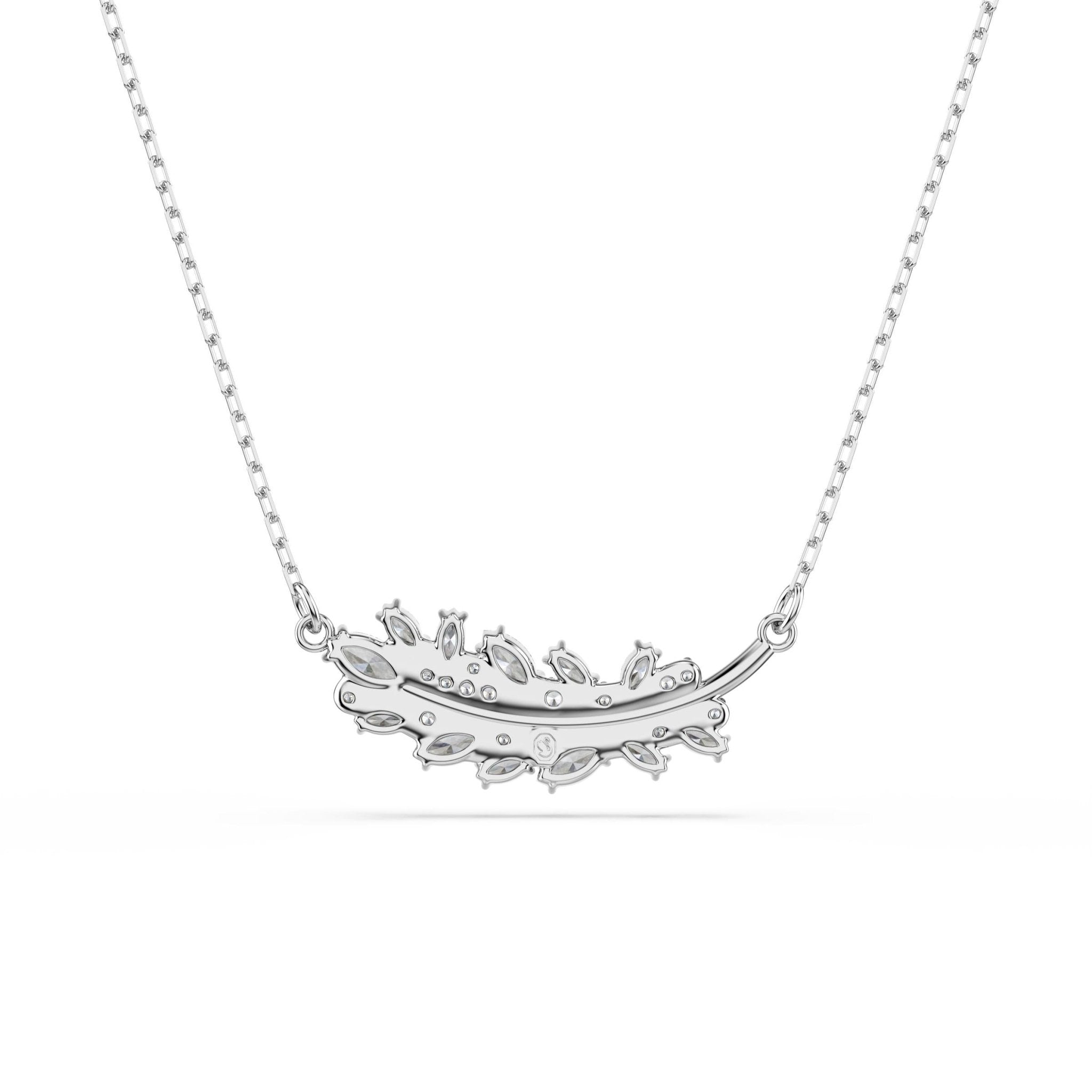 Vienna pendant, Mixed cuts, Feather, White, Rhodium plated -Swarovski