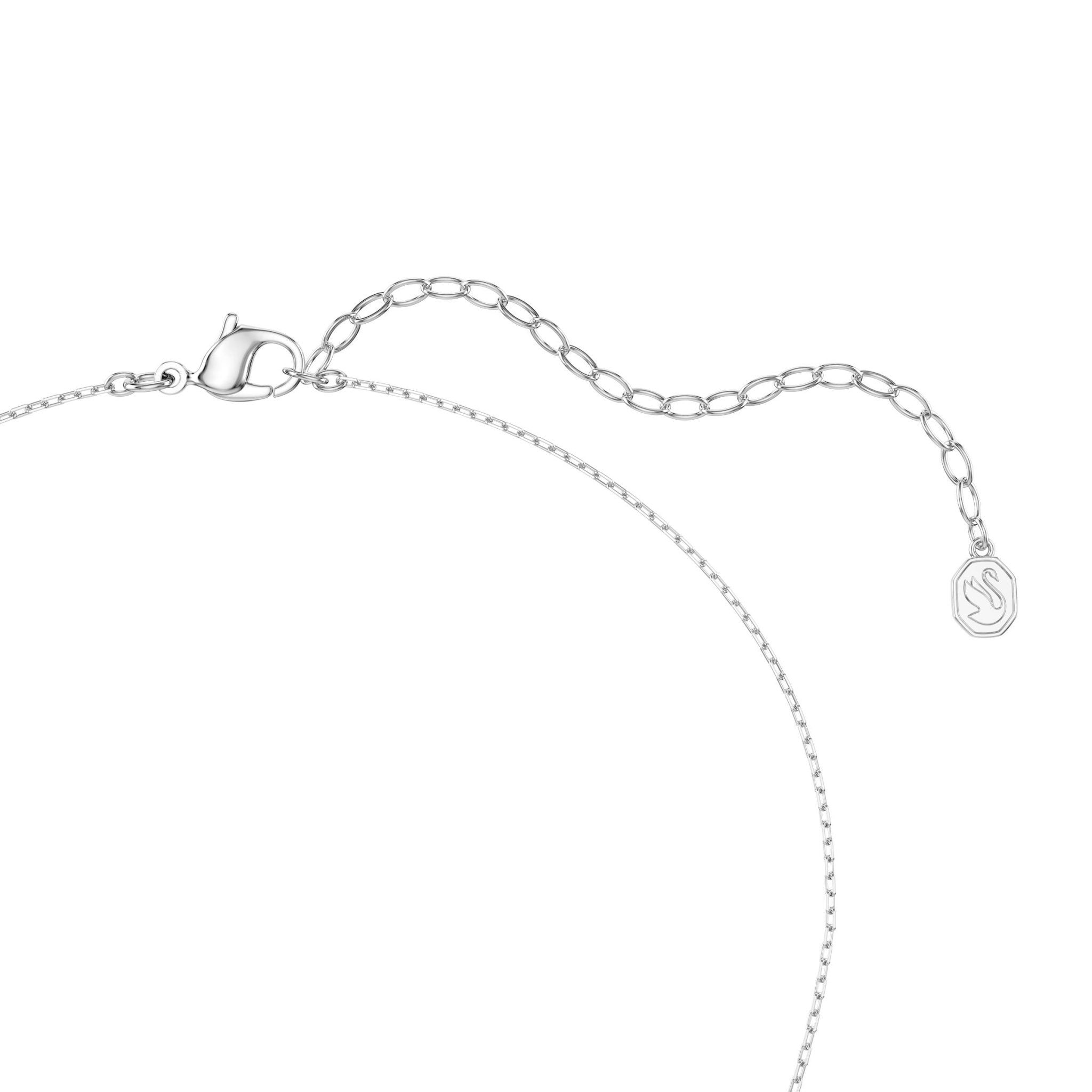 Vienna pendant, Mixed cuts, Feather, White, Rhodium plated -Swarovski