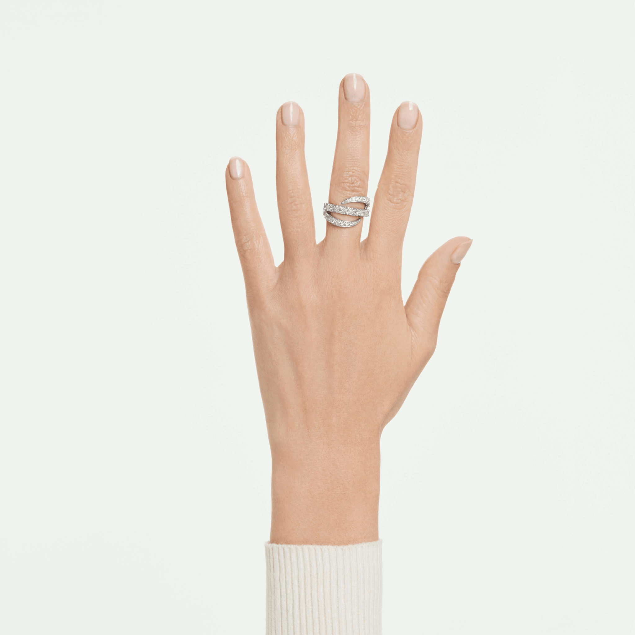 Vienna ring, Mixed cuts, Swan, White, Rhodium plated -Swarovski