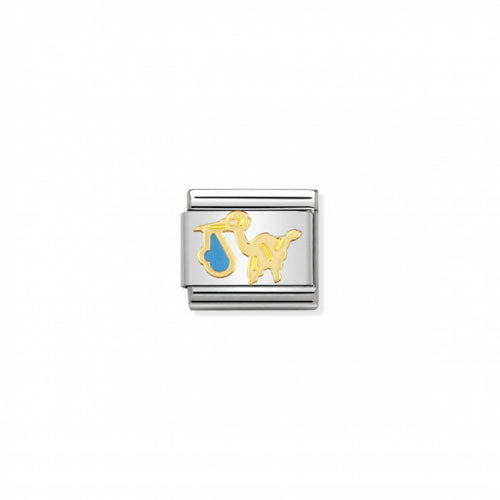 Nomination Symbol Daily Life Blue Stork charm jewelry piece featuring a blue stork design on a silver-tone finish.