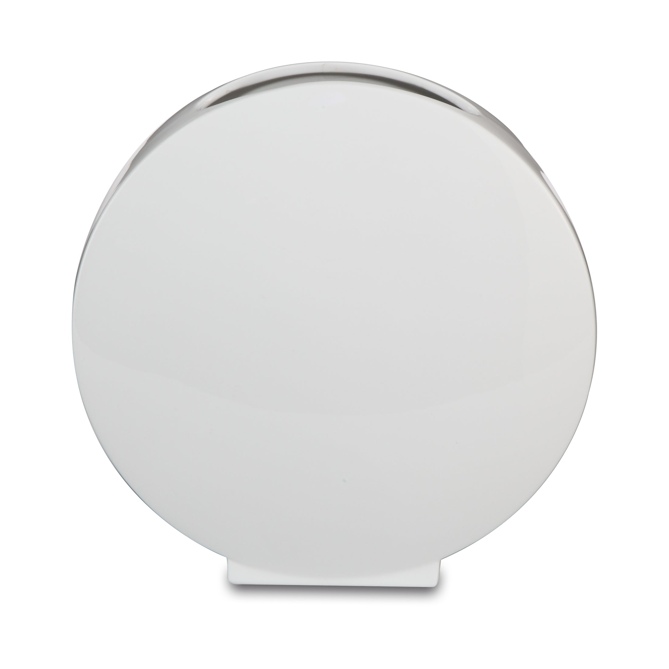 Goebel Scheibe white glazed vase, 20cm tall, with a smooth, glossy finish and classic rounded shape.
