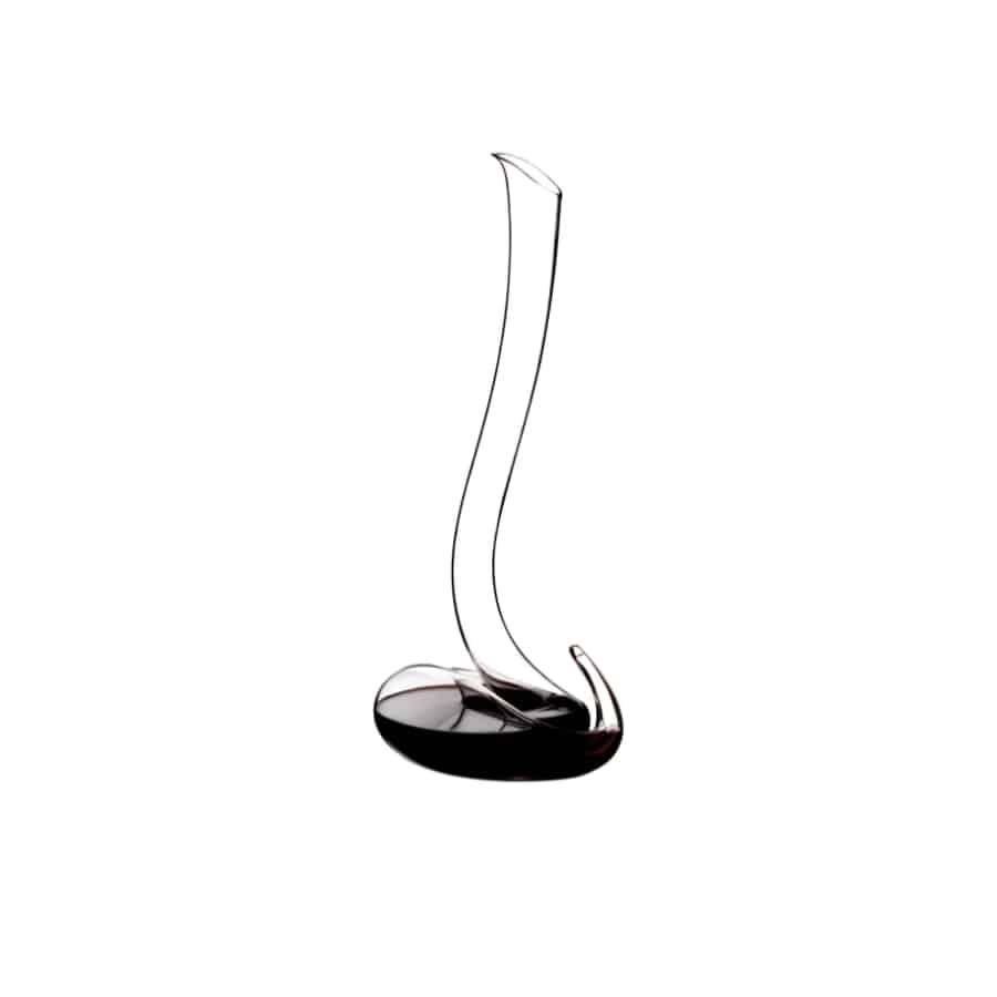 Riedel Decanter Eve showcasing elegant glass design and wide mouth for aerating wine in a stylish decanter.