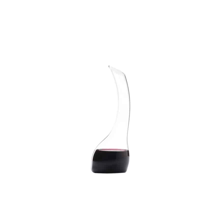 Riedel Decanter Cornetto Clear, elegant glass wine decanter with a curved design for aerating and serving wine.