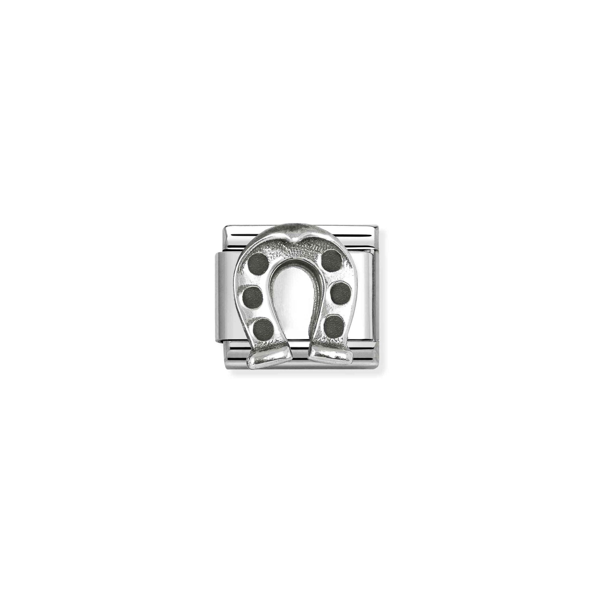 Nomination Horseshoe OX charm in sterling silver and 925 silver with symbolic design, perfect for charm bracelets.