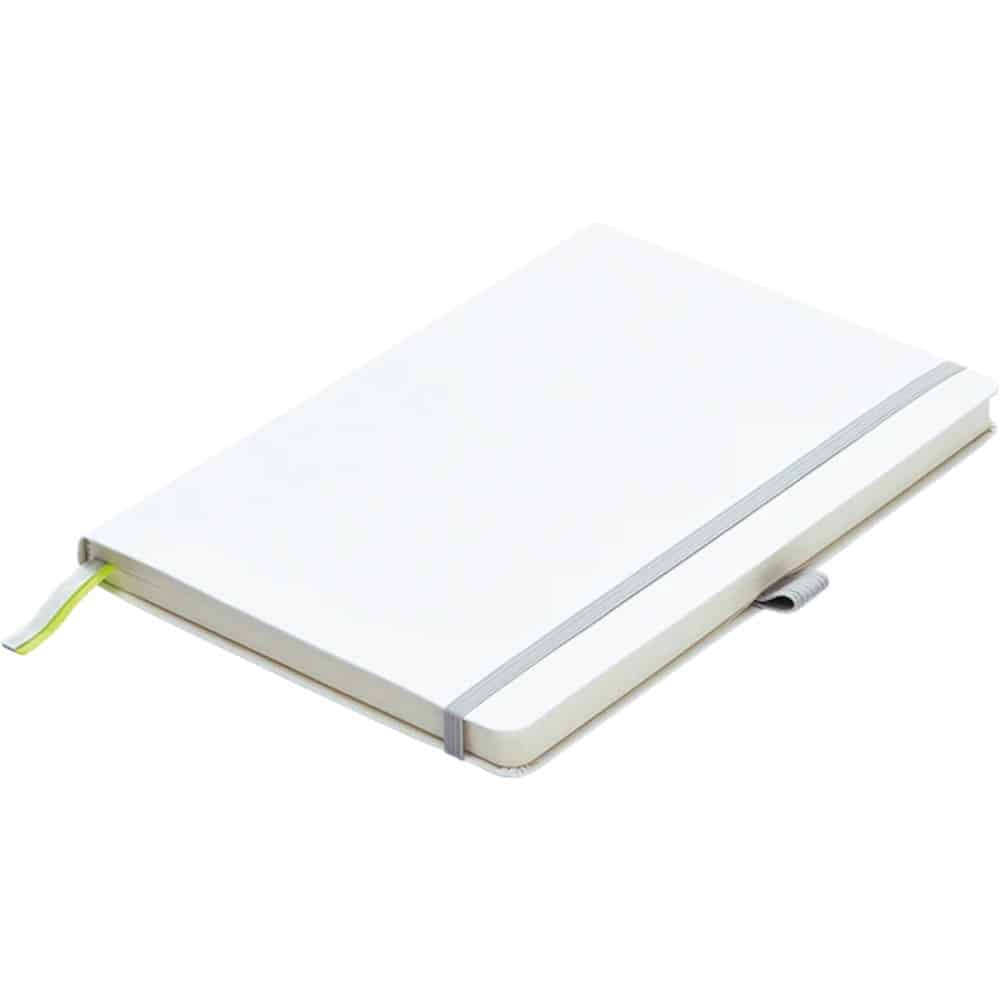 Lamy A5 softcover notebook with cream pages and black cover, featuring the Lamy logo on the front.