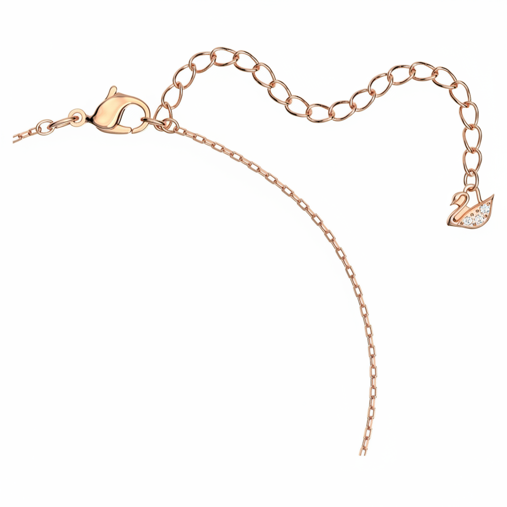 Swarovski Una necklace with round-cut white crystal pendant in rose gold-tone plated setting, designed for elegant jewelry styling