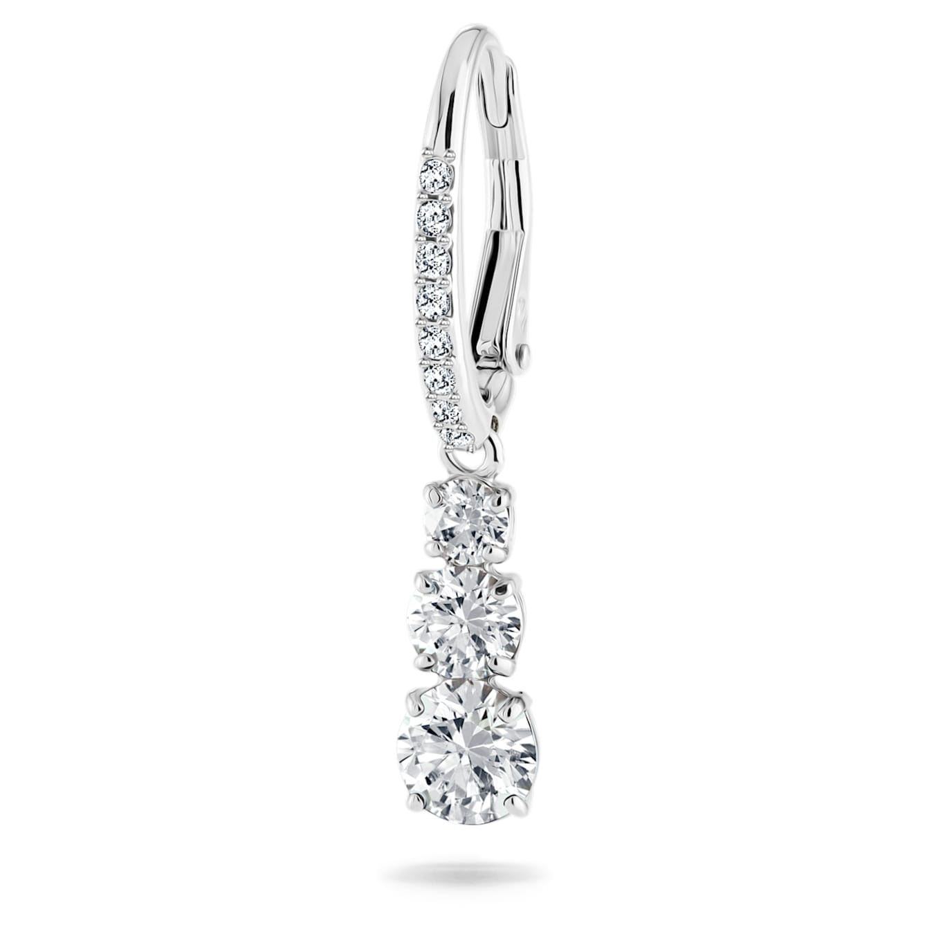 Swarovski Stilla Attract hoop earrings with round white crystals and rhodium plating, elegant jewelry for women.