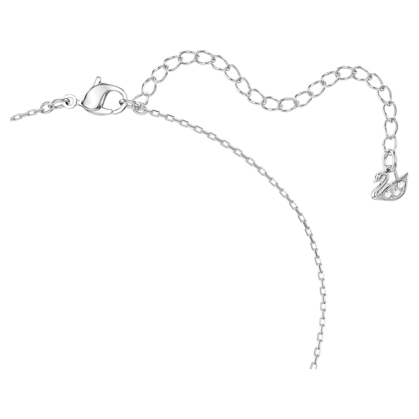Swarovski Una set with round-cut blue crystals and rhodium-plated jewelry, featuring a necklace and matching earrings.
