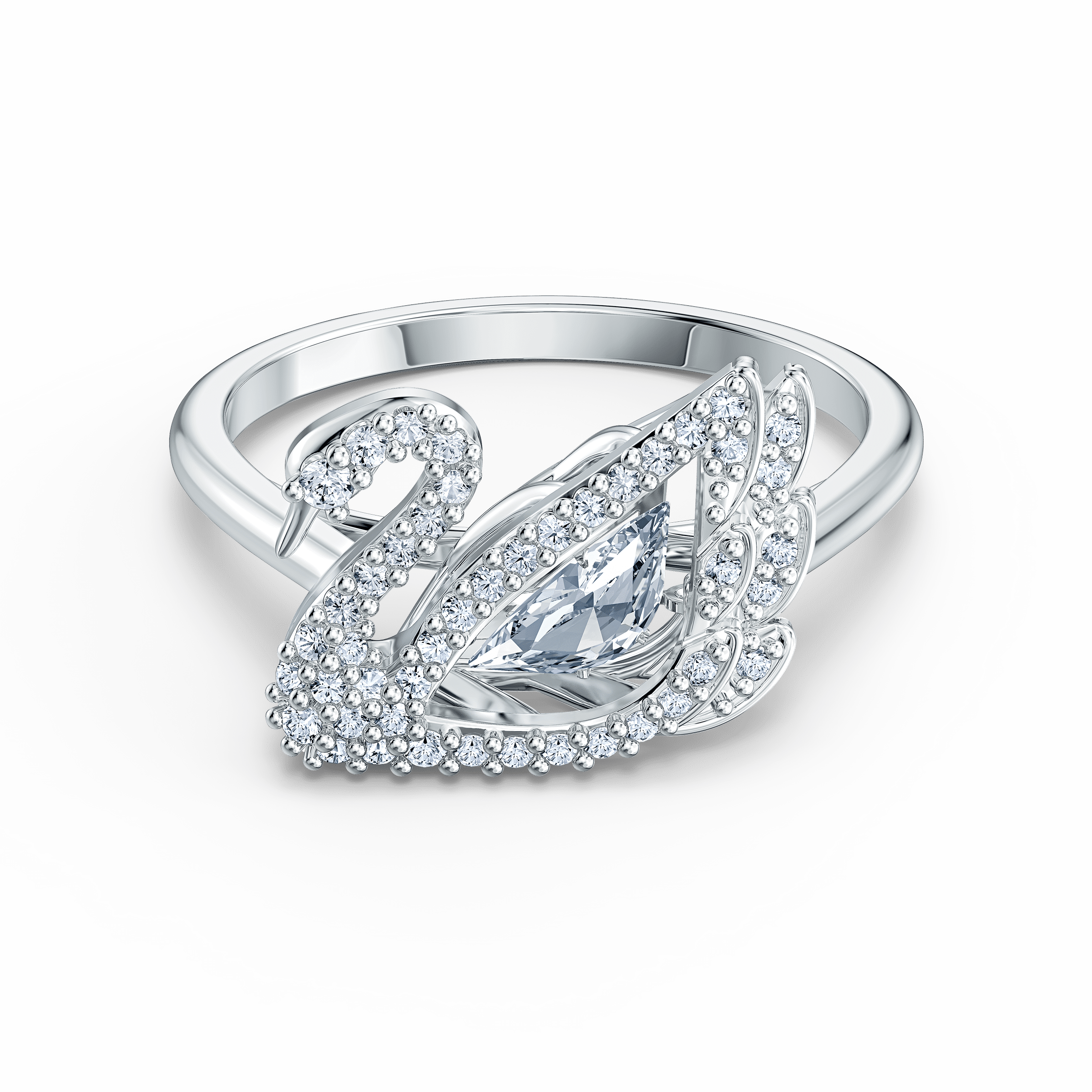 SWAROVSKI リング 指輪 Dancing Swan シルバー スワロ Dancing Swan Ring, White, Rhodium Plated – Spilhaus