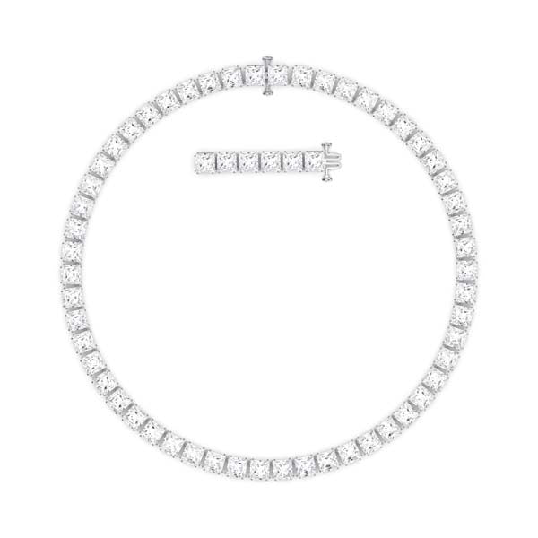 Swarovski Millenia:all Ard S Sqr White/Rhs jewelry with square white and silver design, showcasing elegant crystal craftsmanship.