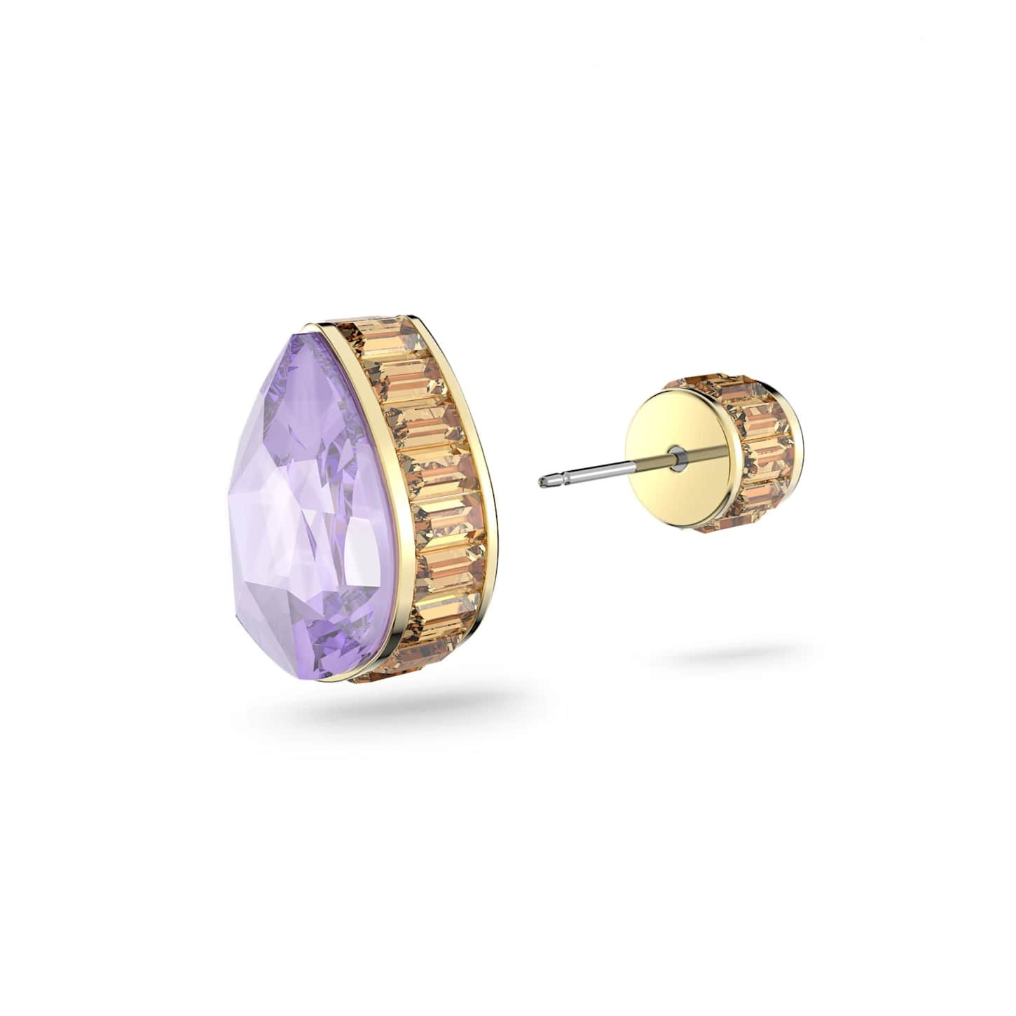 Swarovski Orbita single stud earring with multicolored crystals and gold-tone plating, showcasing a sparkling, modern jewelry design.