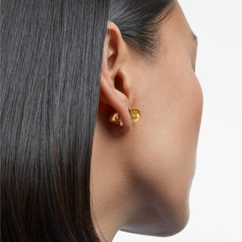 Swarovski Lucent yellow gold-tone plated ear cuff with magnetic closure, stylish single ear jewelry.