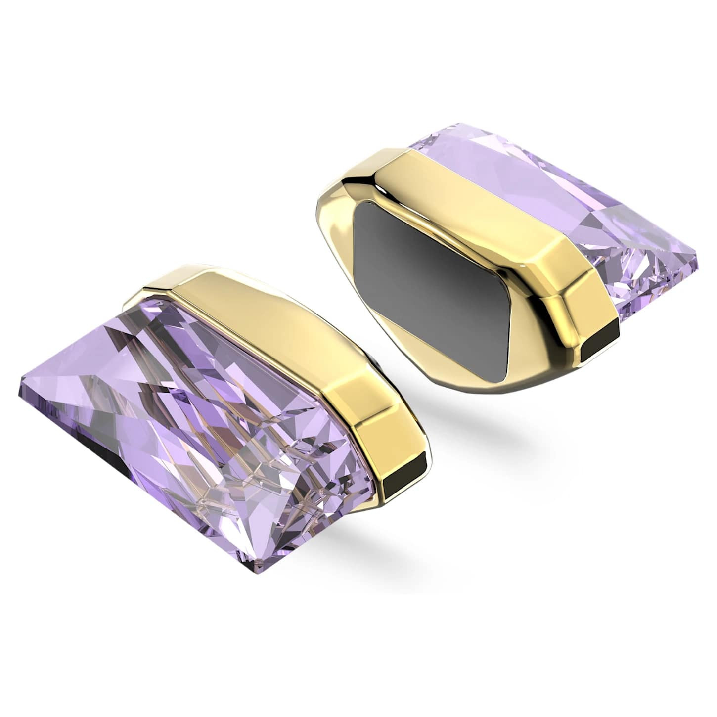 Swarovski Lucent single purple ear cuff with gold-tone plating and magnetic closure, stylish and elegant jewelry accessory