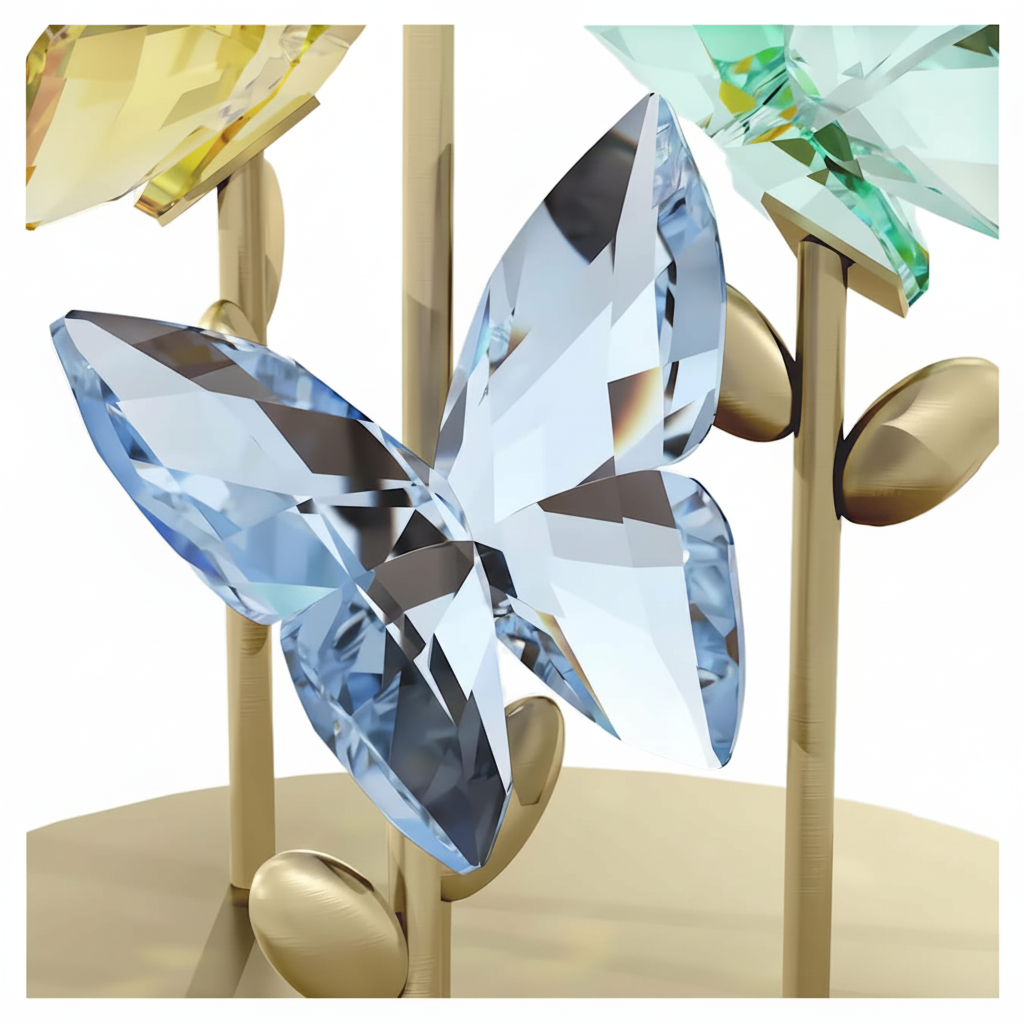 Swarovski Jungle Beats Butterfly Bell Jar with intricate crystal butterfly and jungle-themed accents inside a glass bell jar.