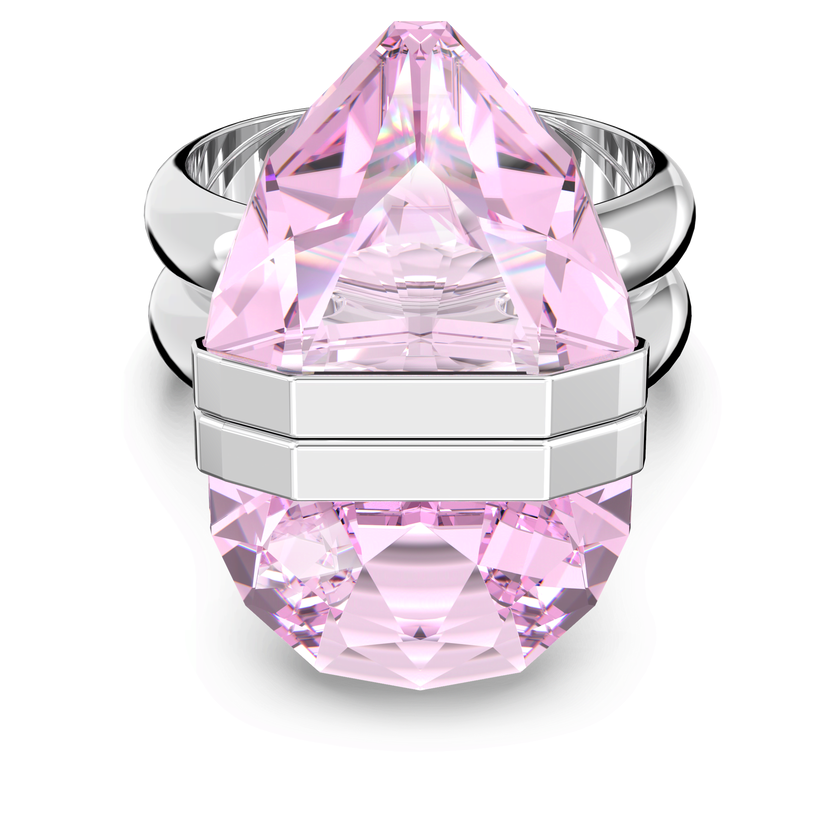 Swarovski Lucent magnetic ring in pink with rhodium plating, featuring a sleek, modern design.