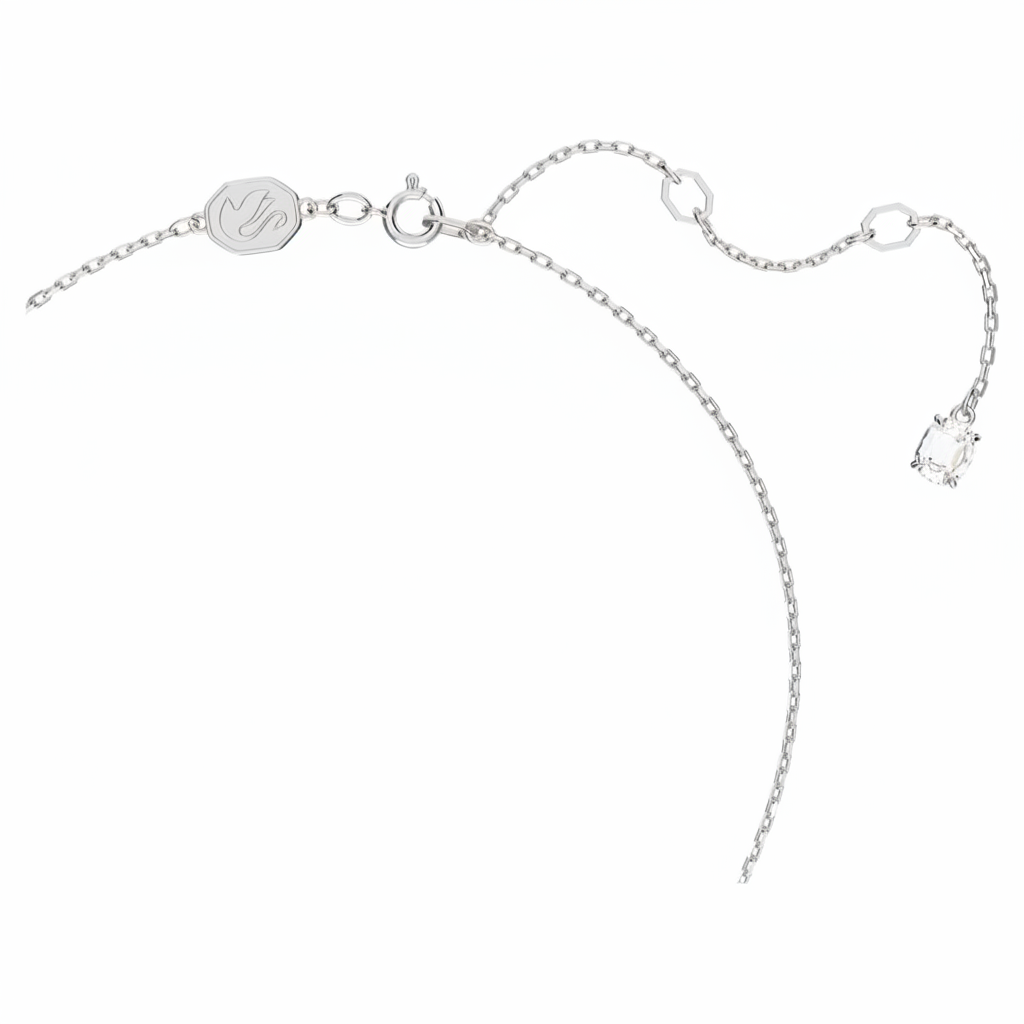 Swarovski Stilla pendant with pear-shaped white crystal, rhodium-plated silver chain, elegant jewelry accessory