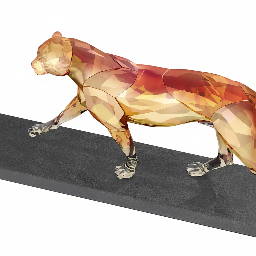 Swarovski Limited Edition The Cheetah figurine featuring a sparkling crystal cheetah with detailed spots and a sleek stance.