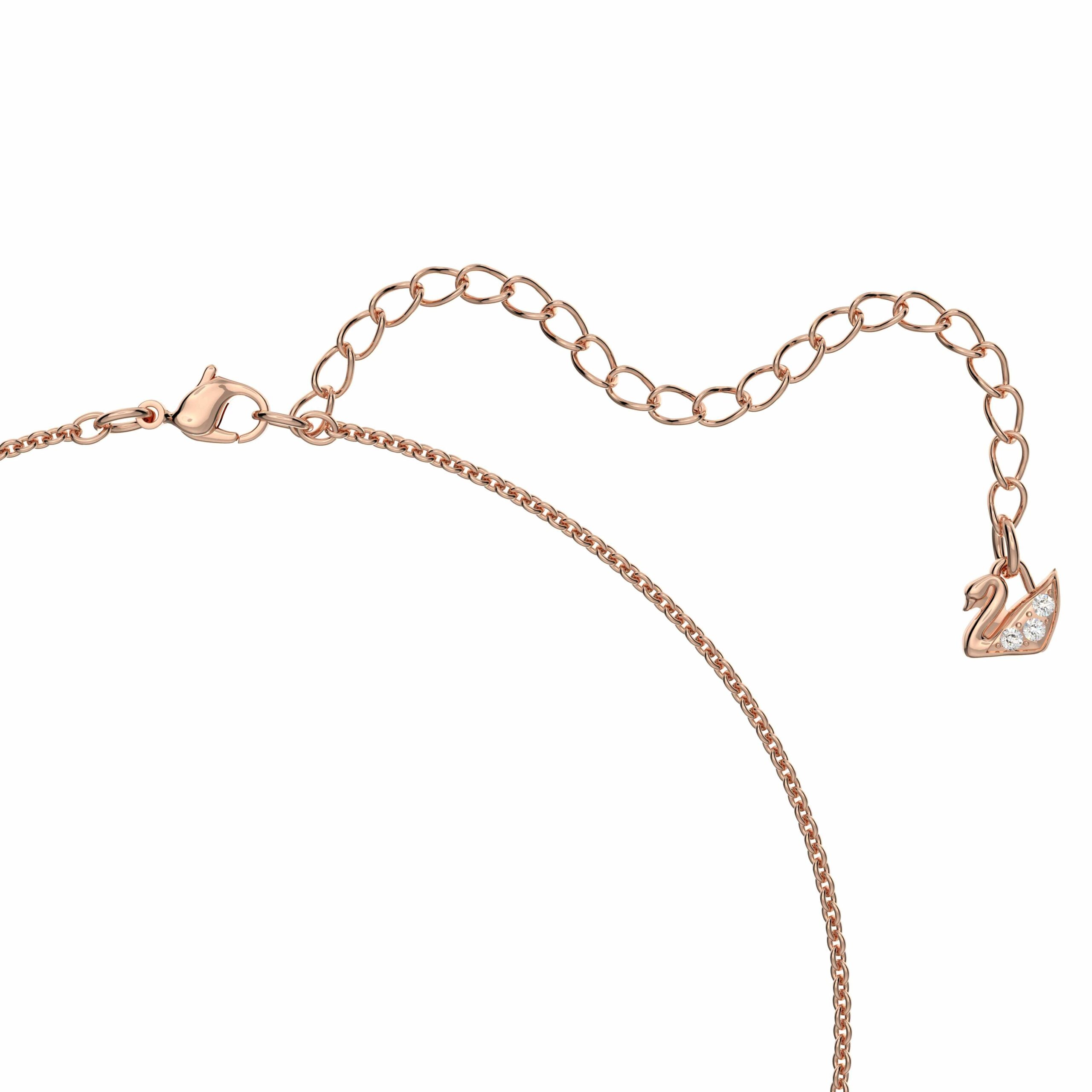 Swarovski Teddy Heart Pendant with rose and clear crystals, elegant jewelry piece on a silver chain.