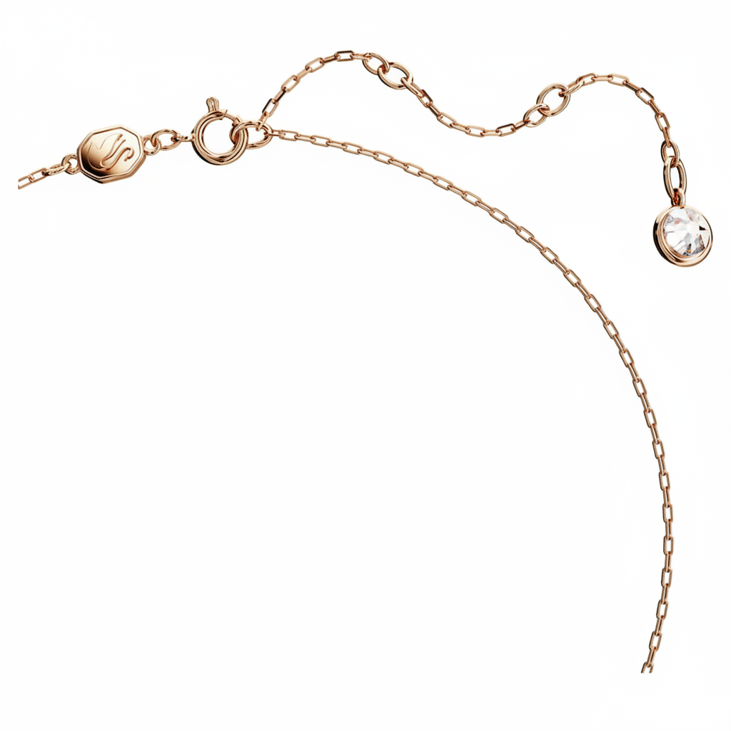 Small white Swarovski Swan pendant with rose gold-tone plating, featuring intricate detailing and elegant design.