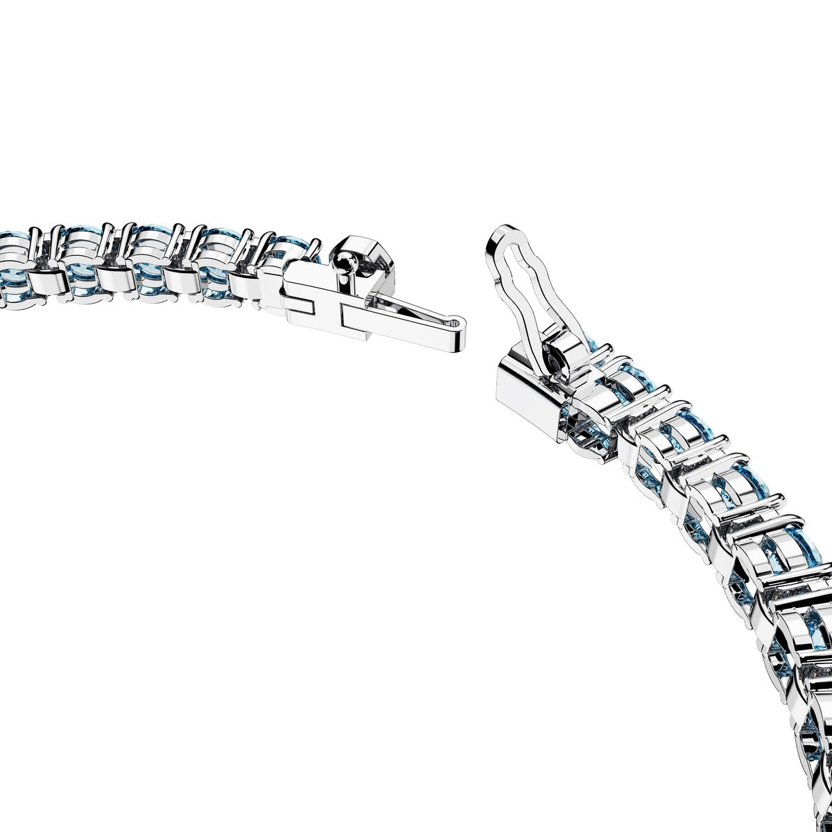 Swarovski Matrix tennis bracelet with round cut crystals, elegant jewelry piece showcasing shimmering stones and a silver-tone setting.
