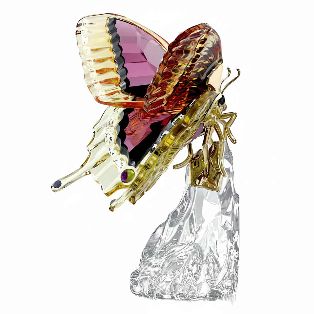 Swarovski Idyllia Butterfly ornament featuring sparkling crystal details and intricate silver-tone metal craftsmanship.