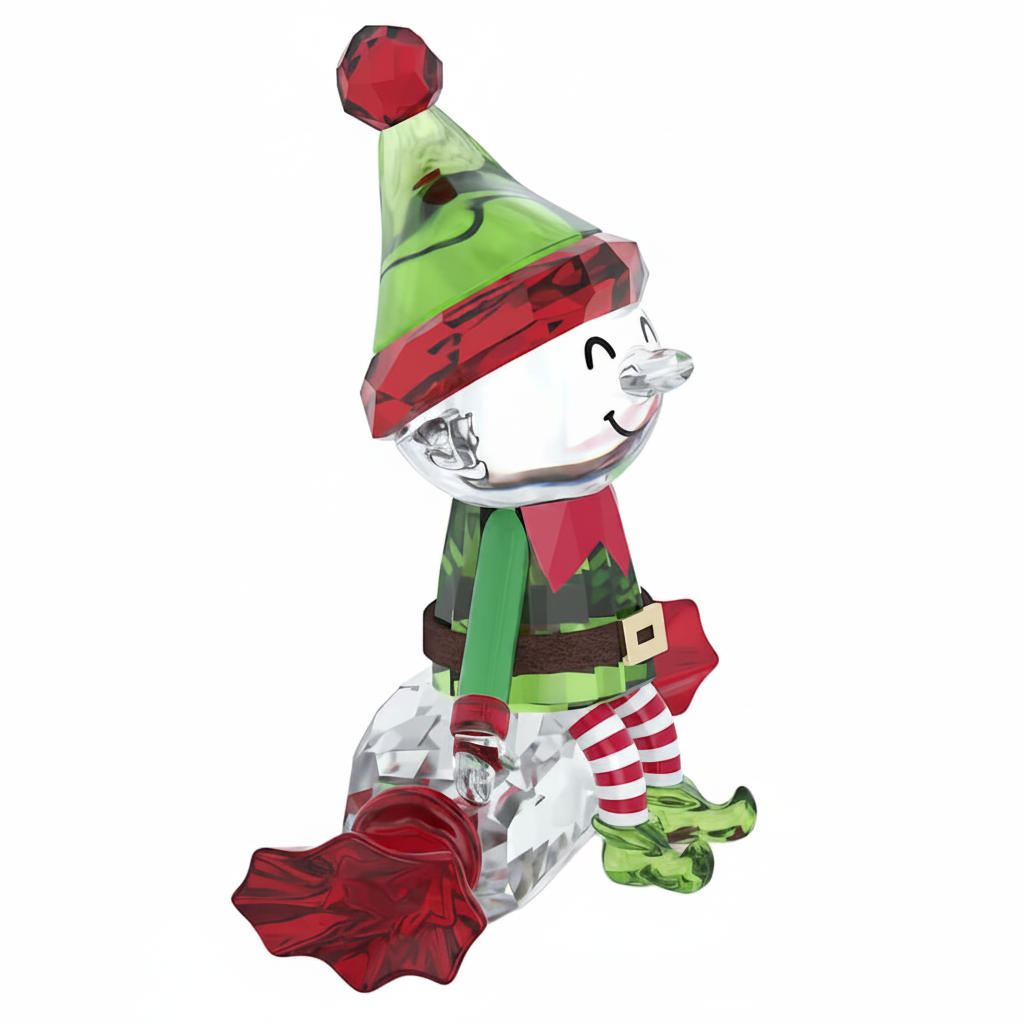 Swarovski Holiday Cheers Dulcis Elf figurine with detailed crystal design, festive holiday decoration and intricate craftsmanship.