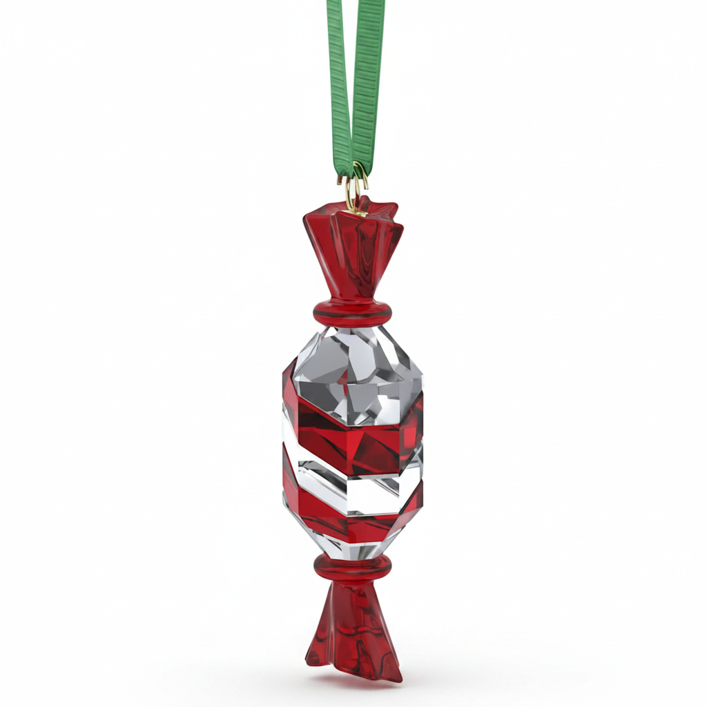 Swarovski Holiday Cheers Dulcis crystal ornament with festive red and gold details, sparkling crystal finish, and intricate design.