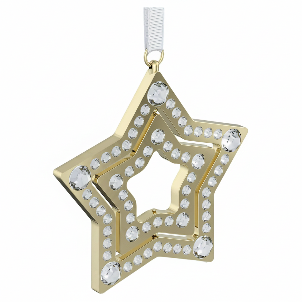 Swarovski Holiday Magic Star Medium crystal ornament with intricate star design and sparkling facets.