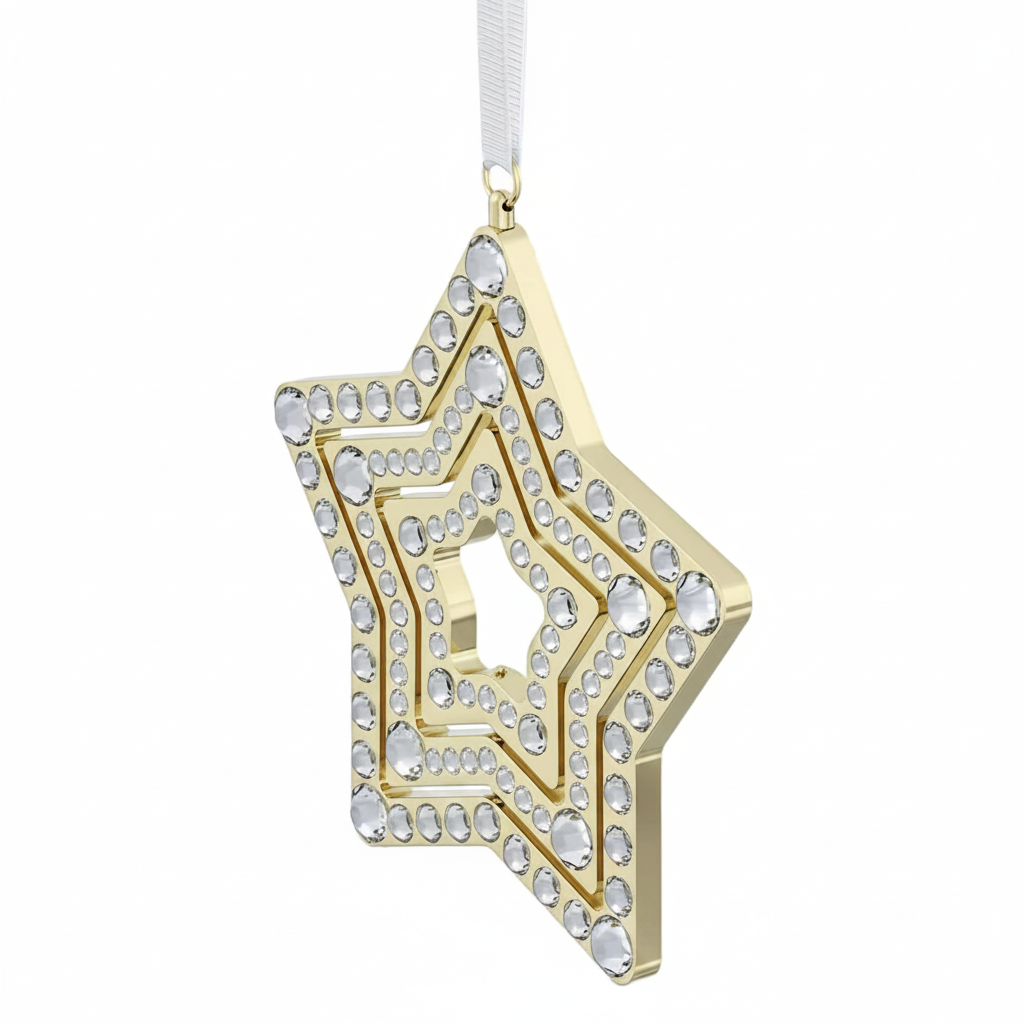 Large Swarovski Holiday Magic Star ornament with sparkling crystal design and intricate detailing, perfect for festive decorations.