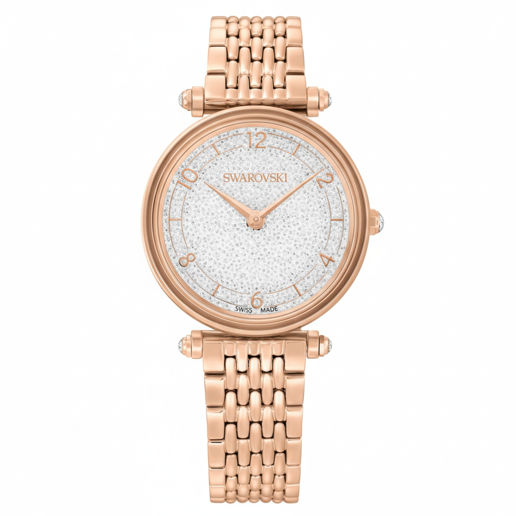 Swarovski Crystalline Wonder watch with rose gold-tone metal bracelet and sparkling crystal embellishments.