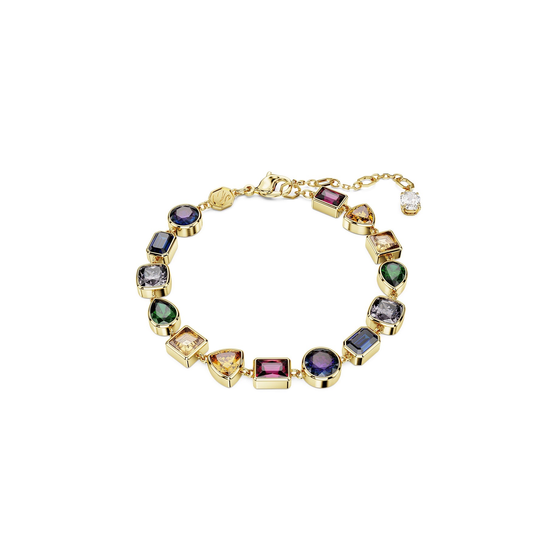 Swarovski Stilla bracelet with multicolored crystals and silver-tone chain, elegant jewelry accessory.