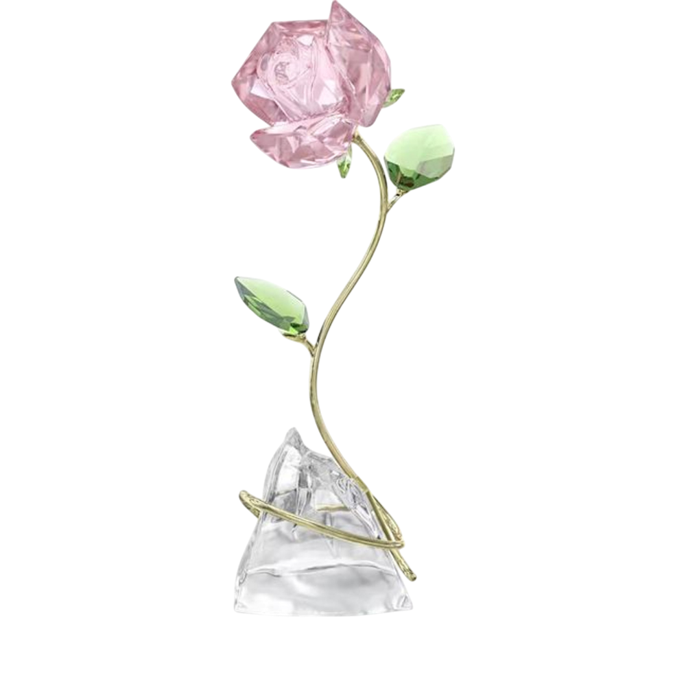 Swarovski Florere Rose crystal jewelry piece with intricate pink and clear crystal petals and silver-tone accents.