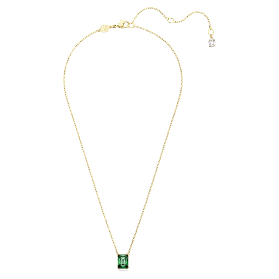 Swarovski Matrix Pendant with rectangular cut crystal, showcasing sparkling geometric design and silver-tone setting.