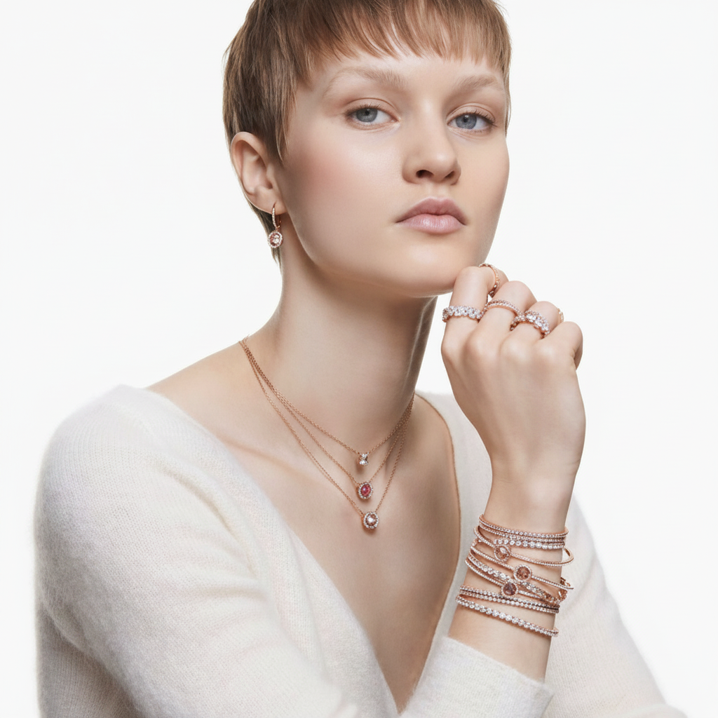 Swarovski Matrix tennis bracelet with sparkling crystal stones and silver-tone metal setting, elegant and stylish jewelry accessory