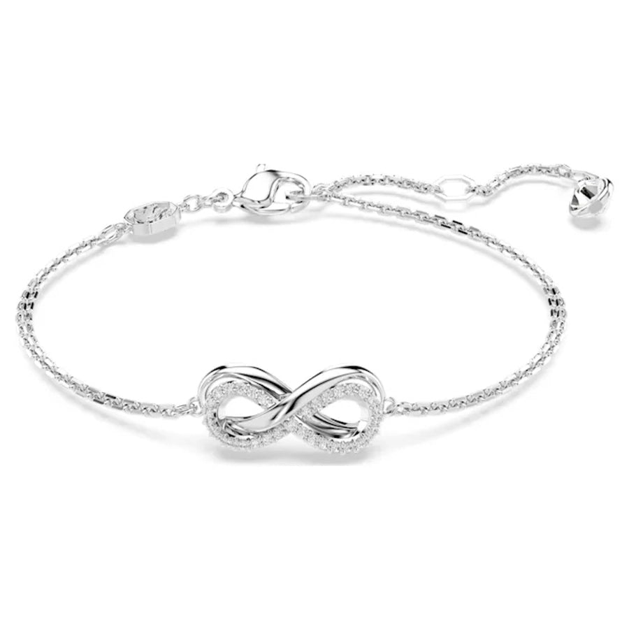 Swarovski Hyperbola Bracelet with infinity design, white rhodium plating, featuring sparkling crystal accents.