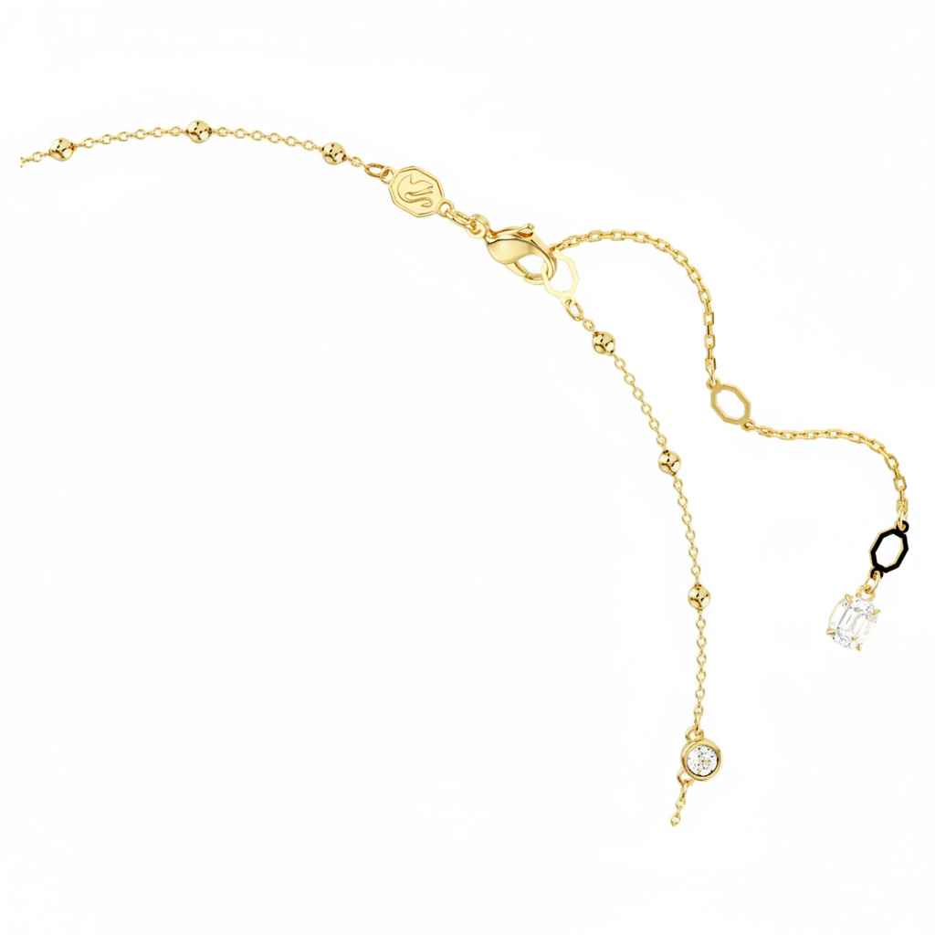 Swarovski Imber necklace with round cut crystals in a scattered white gold-tone plated design.