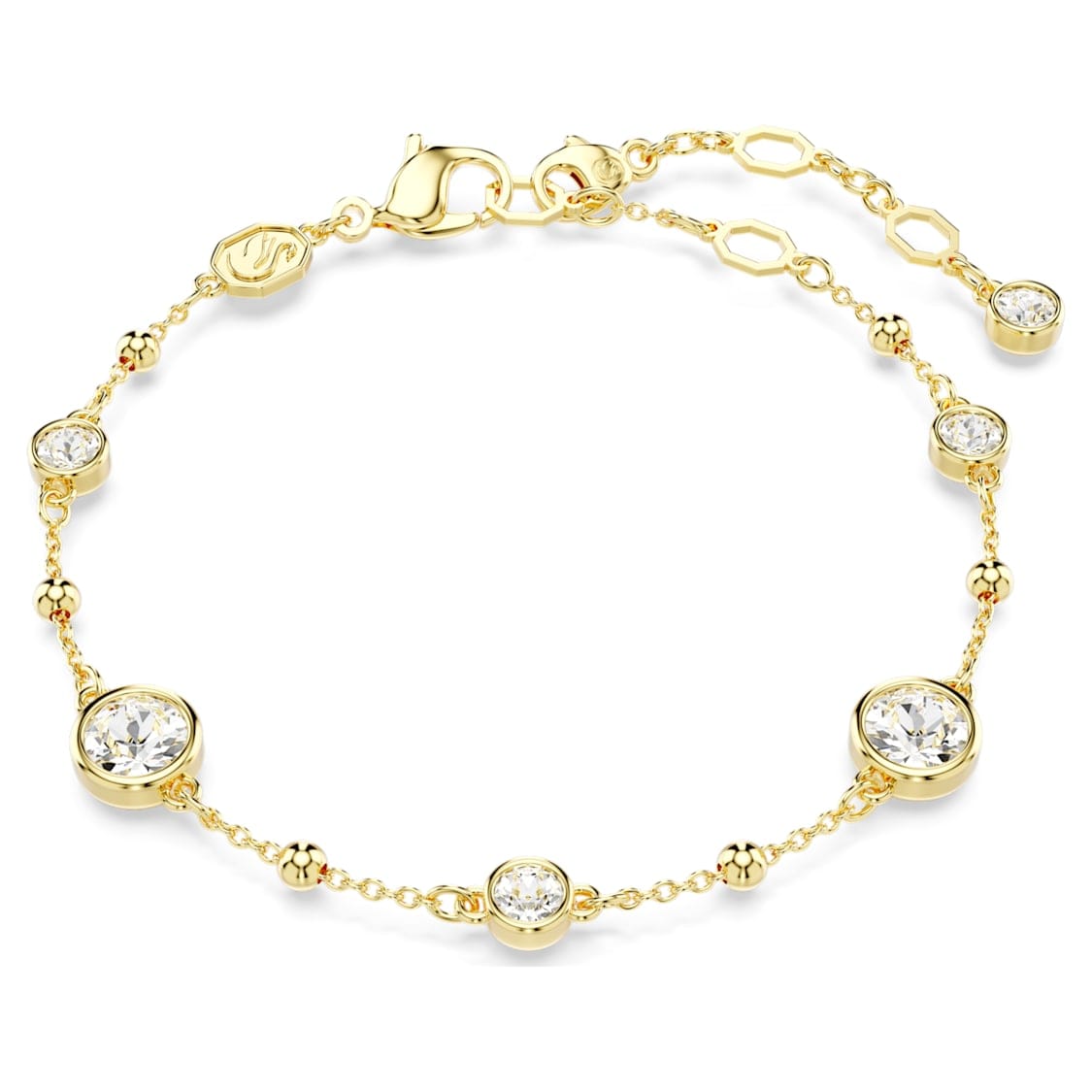 Swarovski Imber bracelet with round-cut crystals, elegant jewelry piece featuring sparkling design and silver-toned setting.