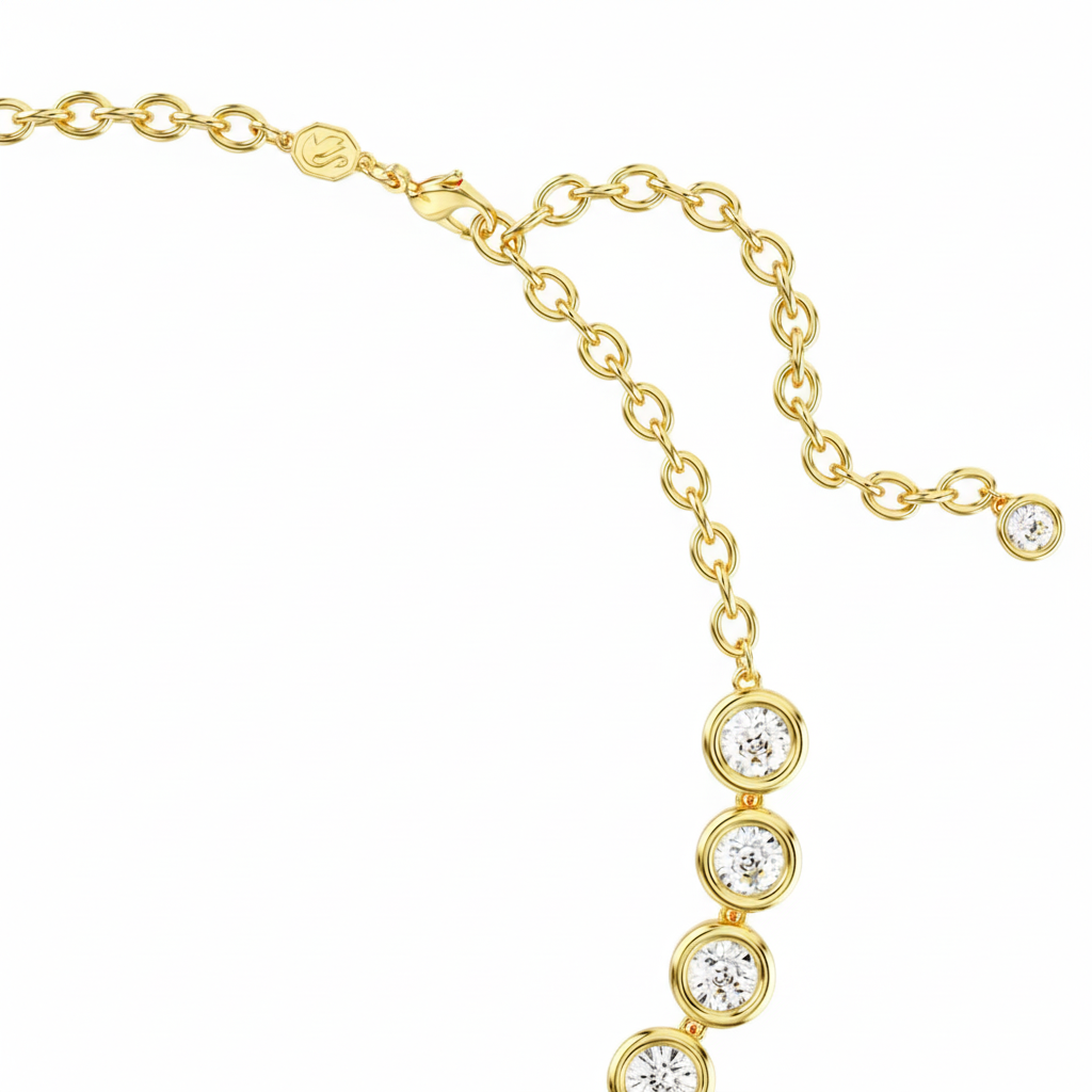 Swarovski Imber necklace with round cut crystals in white gold-tone plated setting, elegant jewelry for special occasions.