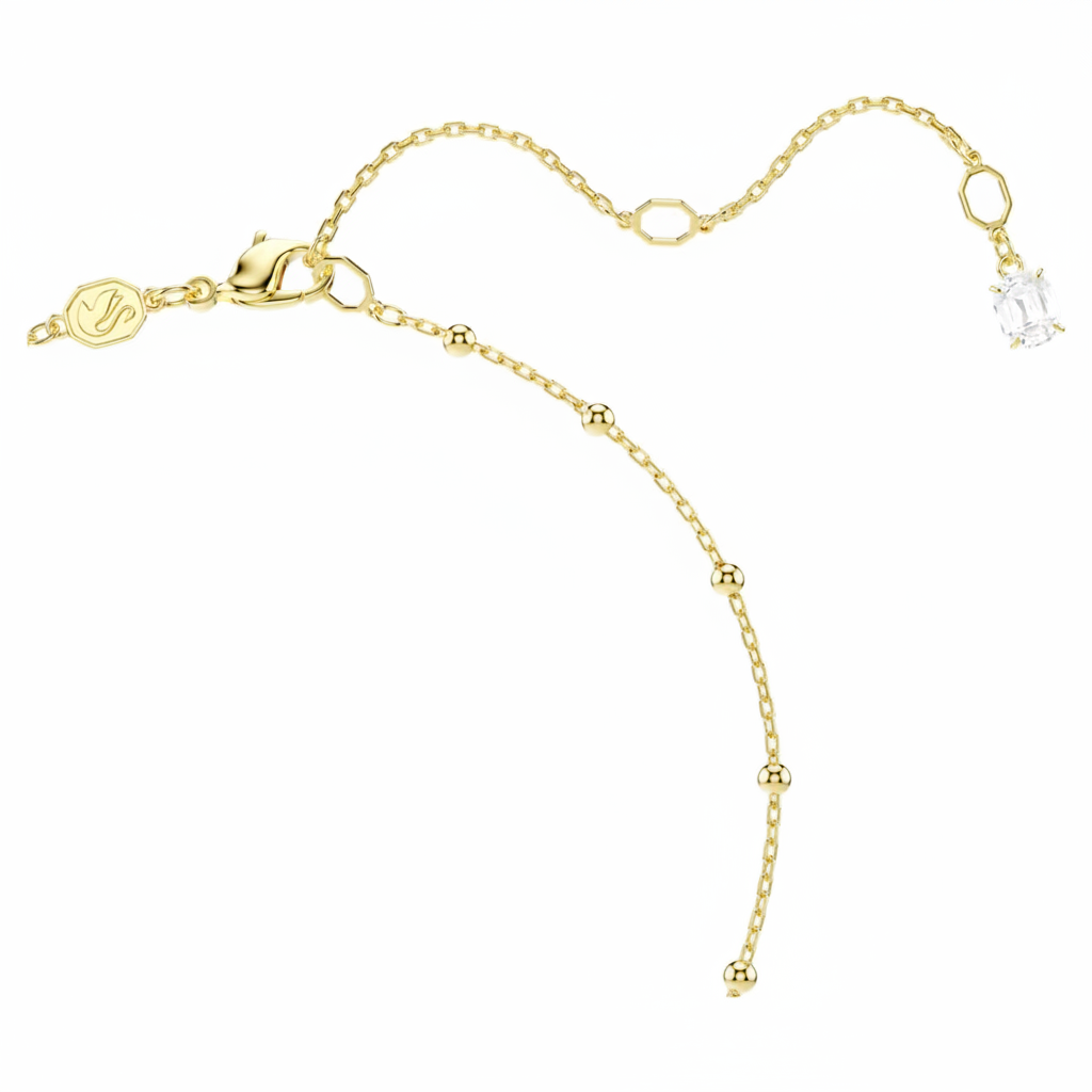 Swarovski Imber Y Necklace with round cut crystals, scattered design, white gold-tone plated, elegant jewelry for women