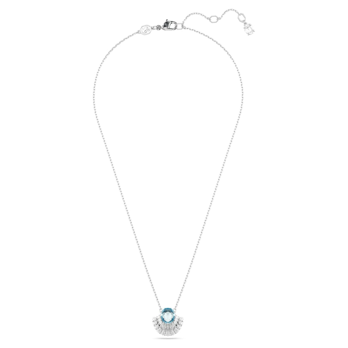 Swarovski Idyllia pendant with a blue shell design, featuring rhodium plating and sparkling crystal accents.