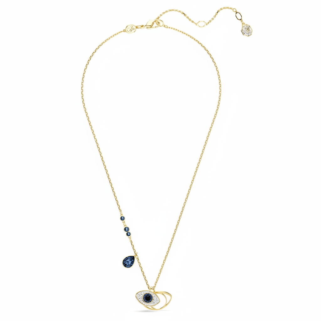 Swarovski Symbolica Pendant with evil eye design, blue crystal and gold-tone plated metal, decorative jewelry accessory