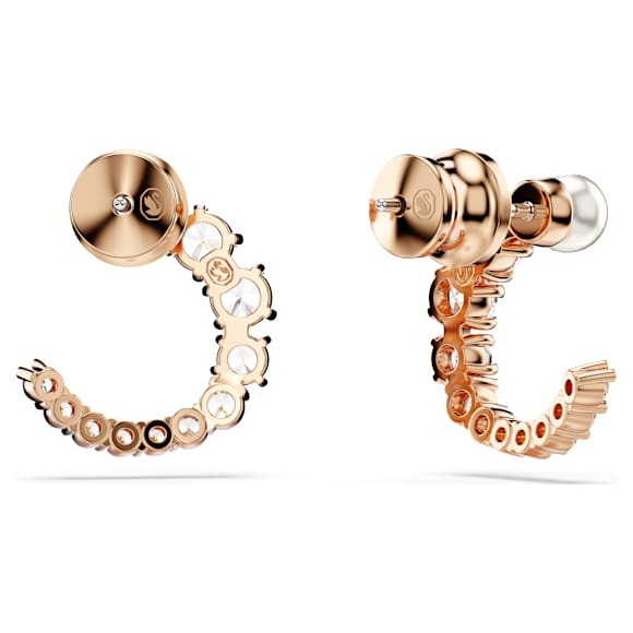 Swarovski Matrix hoop earrings with crystal pearl accents, round cut white stones, rose gold-tone plated jewelry for women