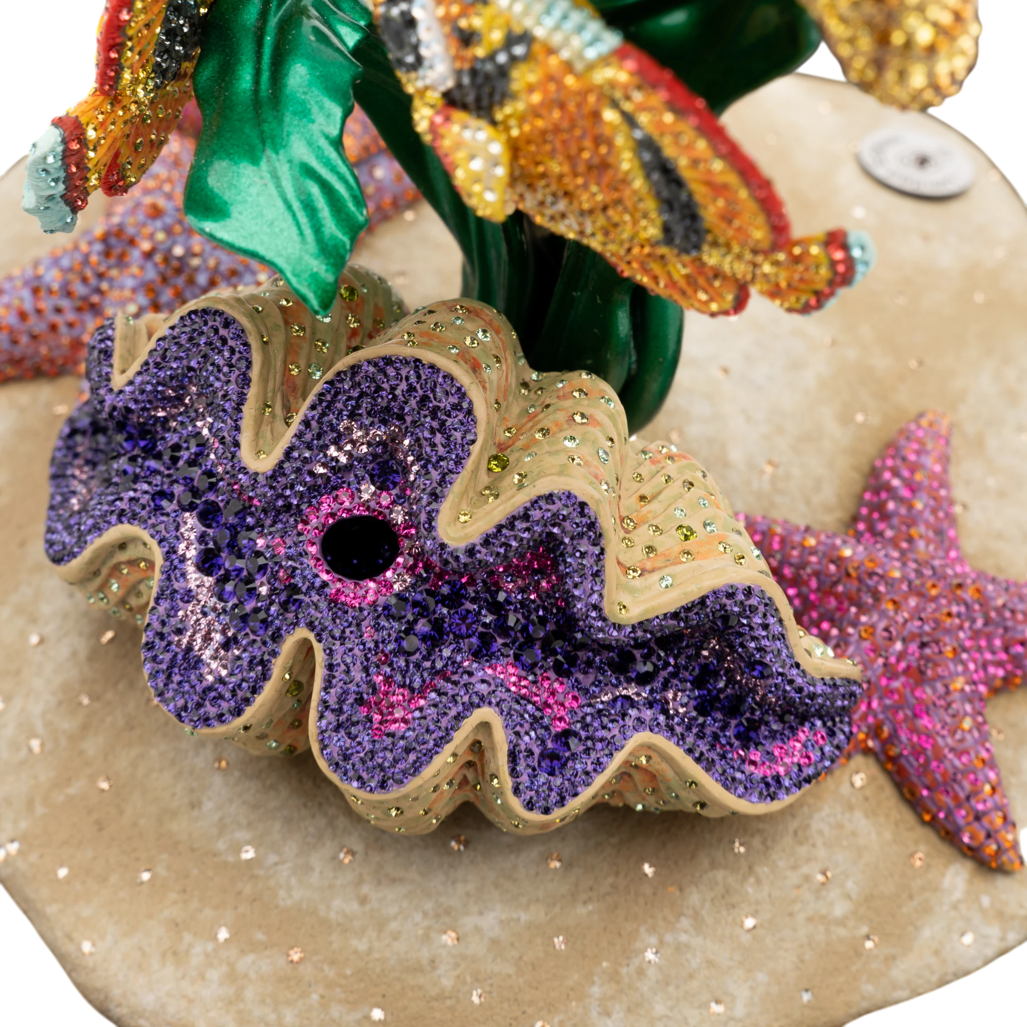 Swarovski Crystal Myriad Hippocampus Kuda limited edition figurine with intricate blue and clear crystal details.