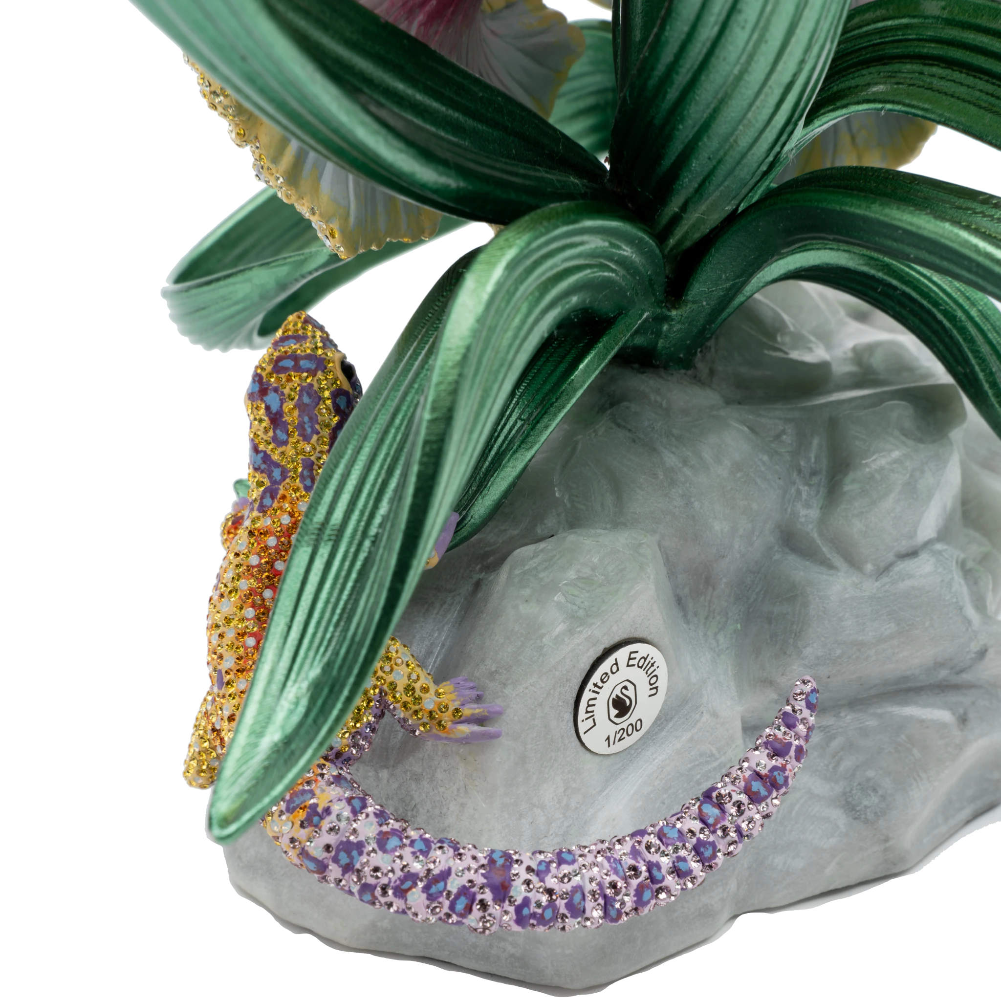 Limited edition Swarovski Crystal Myriad Tropical Scene featuring colorful, intricate crystal depictions of tropical flora and fauna.